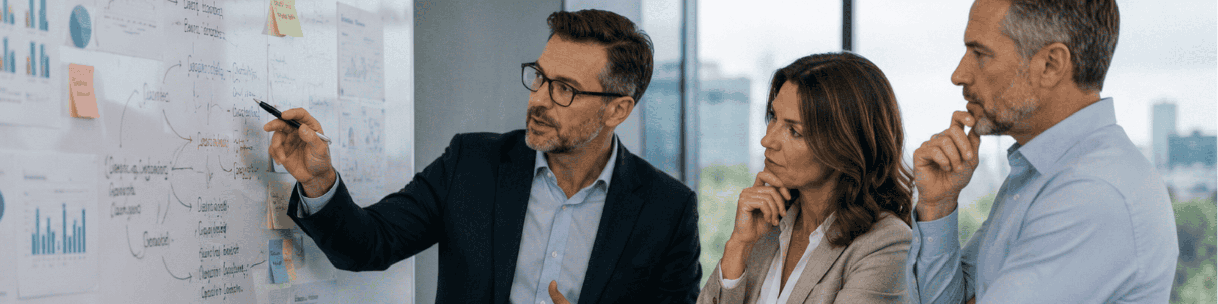 Business owner, operations manager, and payment consultant reviewing operational challenges, customer experience concerns, and workflow issues related to a surcharge program.